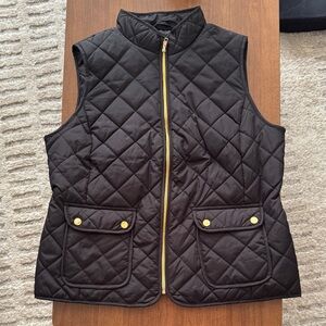 St. John's Bay Black Quilted Vest with Gold Accents